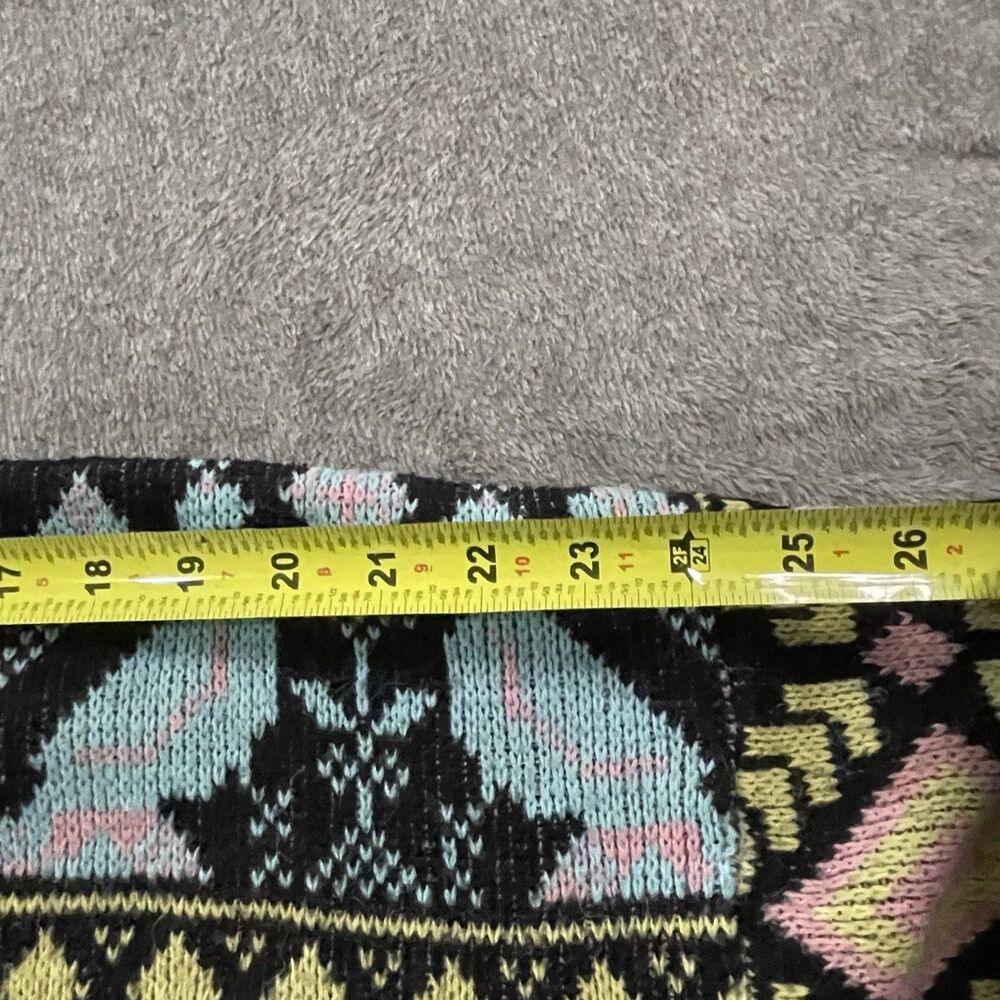 80s 90s Sweater Size L/XL New Wave Fair Isle Blue Bird Fuzzy Crewneck Pastel - Picture 4 of 9